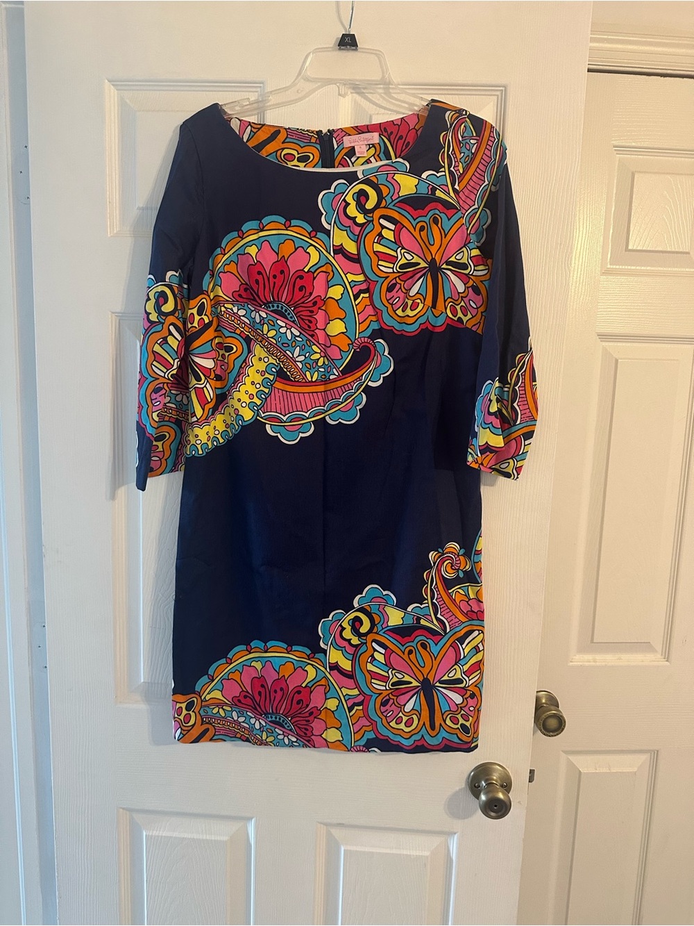 Navy Multicolor Floral Shift Dress